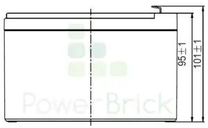 LFP battery 12V-12Ah - Side