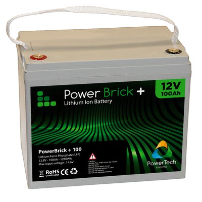 Batterie Lithium-Ion 12V - 100Ah - 1.28kWh - PowerBrick+ LiFePO4