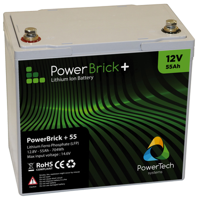 Batterie Lithium-Ion 12V - 55Ah - 704Wh - PowerBrick+ LiFePO4 LFP